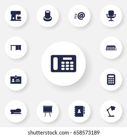 Set Of 13 Workspace Icons Set.Collection Of Blackboard, Message, Desktop And Other Elements.