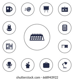 Set Of 13 Workspace Icons Set.Collection Of Message, Flower, Data And Other Elements.