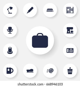 Set Of 13 Workspace Icons Set.Collection Of Sew, Espresso , Stand Elements.