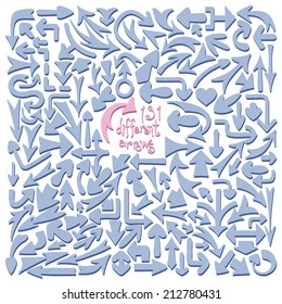 Set 131 different arrows. Design elements. Vector illustration.