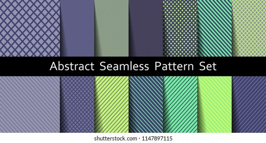 Set of 14 colorful seamless simple stripes pattern backgrounds