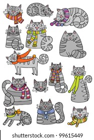 Set of 14 nice grey cats