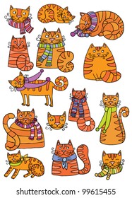 Set of 14 nice red cats