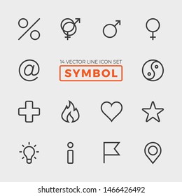 Set of 14 vector line icons - SYMBOL