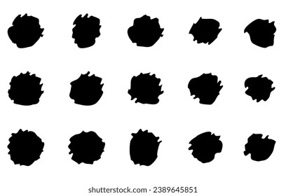 Set of 15 blob shapes. Collection of abstract vector stains for your design. Different drops in modern style.