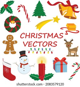 Set of 15 christmas vector illustrations