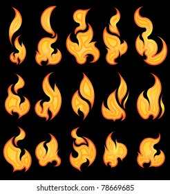 Set of 15 decorative vector fires