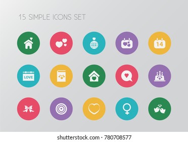 Set of 15 editable amour icons. Includes symbols such as soul, domicile, beau and more. Can be used for web, mobile, UI and infographic design.