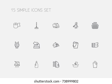 Set Of 15 Editable Hygiene Outline Icons. Includes Symbols Such As Swob, Pile, Wiping And More. Can Be Used For Web, Mobile, UI And Infographic Design.