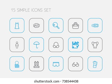 Set Of 15 Editable Trade Outline Icons. Includes Symbols Such As Vase, Arrow Up, Search And More. Can Be Used For Web, Mobile, UI And Infographic Design.