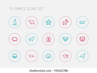 Set Of 15 Editable Zoo Outline Icons. Includes Symbols Such As Hound, Pearl, Rat And More. Can Be Used For Web, Mobile, UI And Infographic Design.