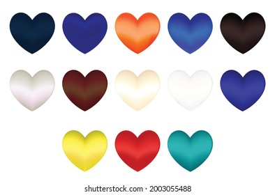 ícono de amor de corazón conjunto varios colores material de colección adorno