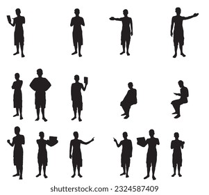 Set of 15 human silhouette.