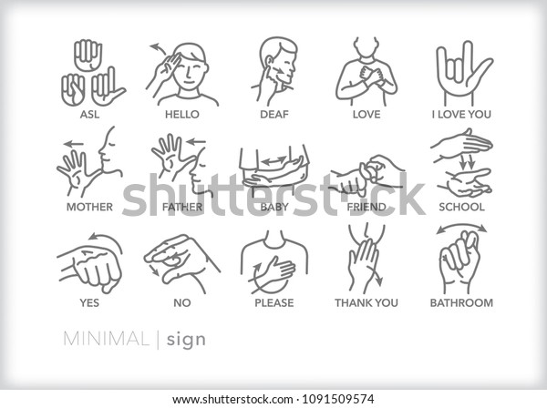 Betere Set 15 Minimal American Sign Language Stock Vector (Royalty Free XX-74