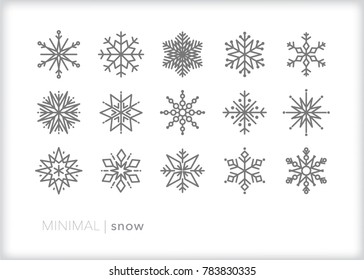 Set of 15 minimal snowflakes