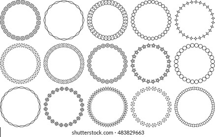 Set of 15 simple round vector frames.