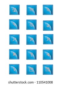 Set of 15 square web buttons with web icons