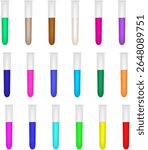 Set of 15 Test Tubes - Colorful Science Lab Samples