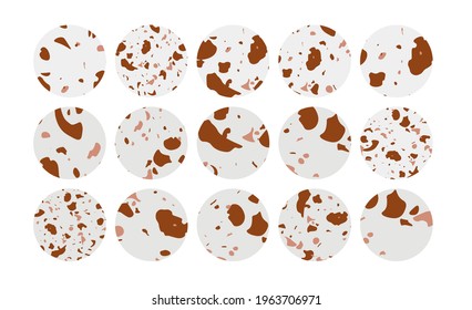 A set of 15 trendy vector stories highlight covers in black, brown, beige and yellow colors. Minimalist modern boho social media round icons for bloggers and influencers.