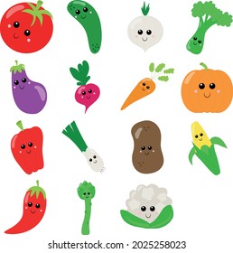 Set 15 Vegetables Emotions Stock Vector (Royalty Free) 2025258023 ...