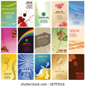 set of 15 vertical business card templates, all vector editable layout elements