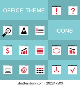 Set of 15 web icons for business, office theme. Vector illustration