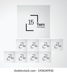 Set 15 Year Anniversary Vector Template Design Illustration box