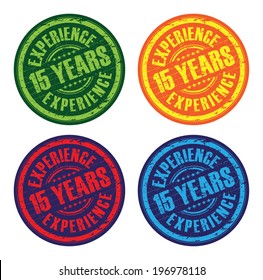 a set of 15 years experience stamps
