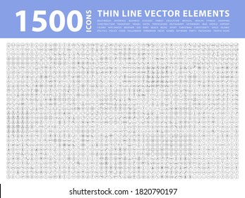 Set von 1500 High Quality Thin Line Icons . Einzelne Vektorelemente
