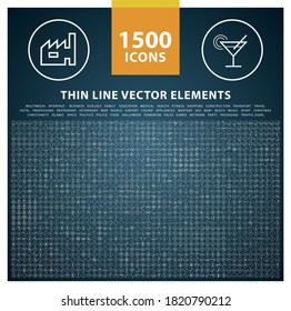 Set of 1500 High Quality Thin Line Icons . Isolated Vector Elements
