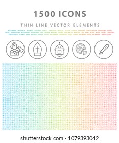 Set of 1500 Universal and High Quality Color Icons on Circular Buttons on White Background ( Isolated Elements ) 