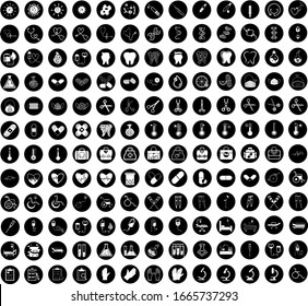 Set of 156 vector icons, sign and symbols in flat design medicine and health with elements in black circle for mobile concepts and web apps. Collection modern infographic logo and pictogram.