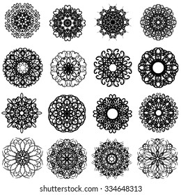 set of 16 abstract geometric mandala round ornaments