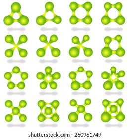 Set 16 abstract green meta ball icons