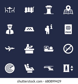 Set Of 16 Airplane Icons Set.Collection Of Chopper, Data, Aviator And Other Elements.