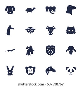 Set Of 16 Alive Icons Set.Collection Of Tortoise, Hoss, Ape And Other Elements.