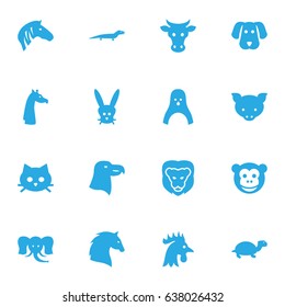 Set Of 16 Alive Icons Set.Collection Of Hog, Steed, Ape And Other Elements.