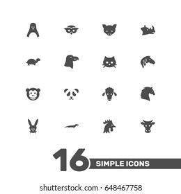 Set Of 16 Alive Icons Set.Collection Of Night Fowl, Aquila, Diver And Other Elements.
