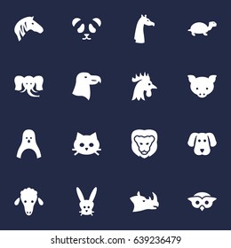 Set Of 16 Animal Icons Set.Collection Of Hog, Cat, Rooster And Other Elements.