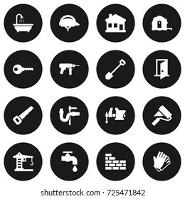 Set Of 16 Architecture Icons Set.Collection Of Hacksaw, Protection, Building Machinery And Other Elements.