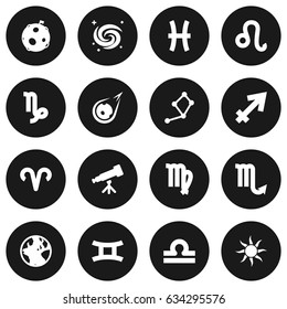 Set Of 16 Astrology Icons Set.Collection Of Virgin, Archer, Goat And Other Elements.