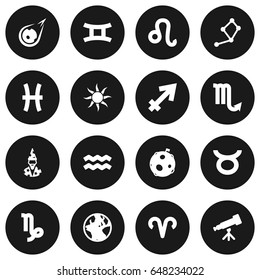 Set Of 16 Astrology Icons Set.Collection Of Zodiac Sign, Augur, Fishes And Other Elements.