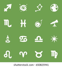 Set Of 16 Astronomy Icons Set.Collection Of Archer, Earth Planet, Lion And Other Elements.