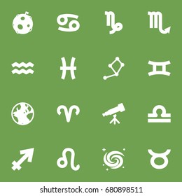 Set Of 16 Astronomy Icons Set.Collection Of Lion, Archer, Space And Other Elements.