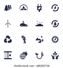 Set Of 16 Atmosphere Icons Set.Collection Of Protection, Cleaning, Energy And Other Elements.
