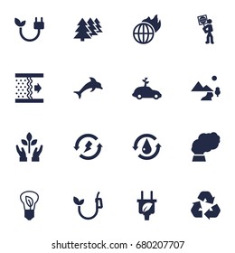 Set Of 16 Atmosphere Icons Set.Collection Of Car, Eco, Saving And Other Elements.