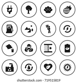 Set Of 16 Atmosphere Icons Set.Collection Of Purification, Autorefuelling, Recycling And Other Elements.