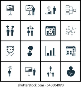 Set Of 16 Authority Icons. Includes Conversation, Bar Chart, Opinion Analysis And Other Symbols. Beautiful Design Elements.