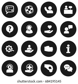 Set Of 16 Backing Icons Set.Collection Of Help, Care;, Support And Other Elements.
