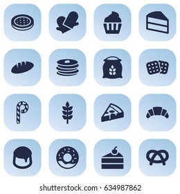 Set Of 16 Bakery Icons Set.Collection Of Sack, Pastry, Muffin And Other Elements.